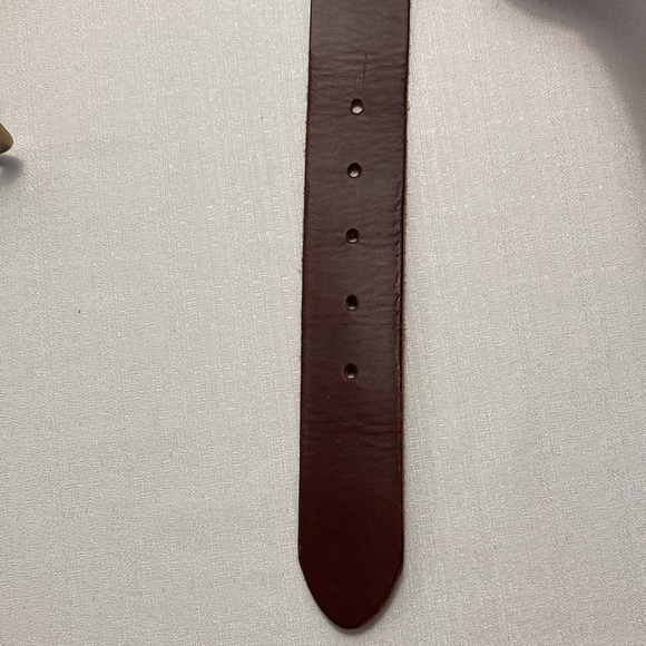 Fossil Womens Wide Leather Belt M Brown Brushed Brass Buckle Classic - Picture 4 of 8